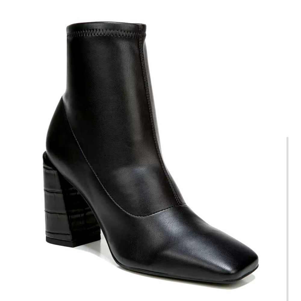 Franco Sarto Black Mid Calf Soft Leather Block Heel Boot Size 9